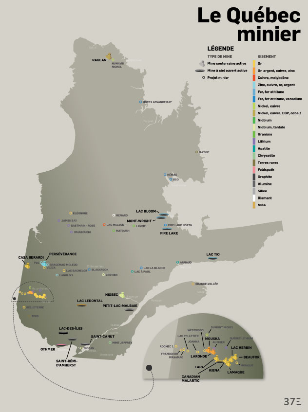 Carte des nouvelles mines au Québec [infographie] Jobboom